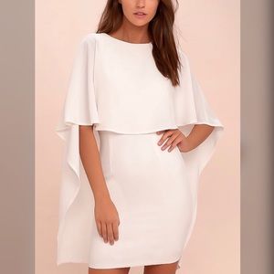 Lulus White Backless Cape Dress